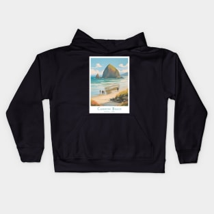 Vintage Retro Cannon Beach Oregon Artwork Kids Hoodie